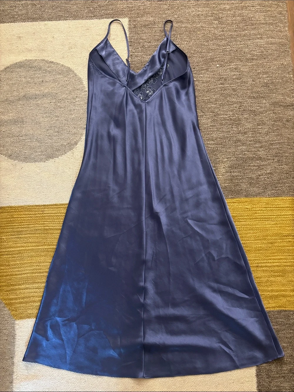 Jones New York Navy Slip Dress with Embroidered Trim - Picture 4 of 4
